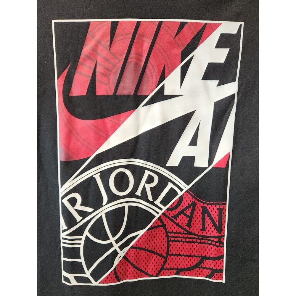 Michael Jordan Black w/ Red & White Air Jordan Logo T-Shirt SZ S (8/10) - Picture 2 of 2